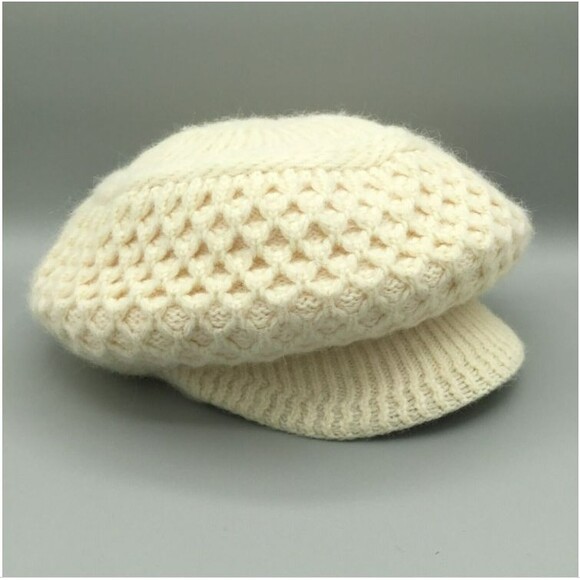 Adora Womens Angora Beret Hat Cap Rabbit Hair Blend Cream Knit BOHO OS One Size - Picture 6 of 10